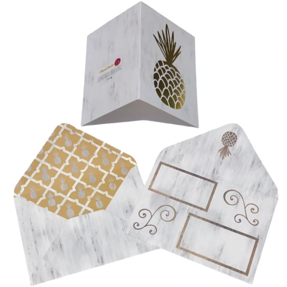 Punch Studio Golden Pineapple Note Cards in Embellished Pouch (13746), 10 ct